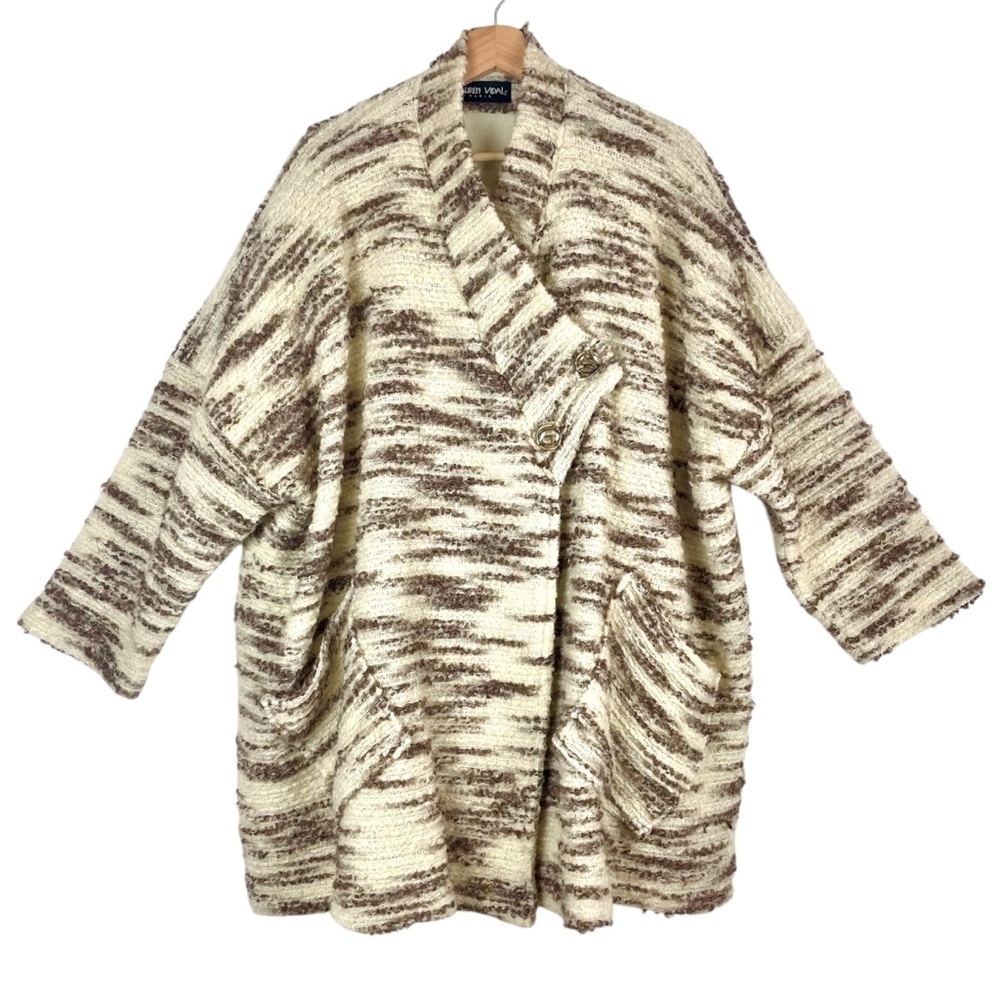 Lauren Vidal Paris Wool Blend Coat Size M Women’s Oversized Jacket Boho Western - Picture 2 of 11
